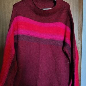 Maurices Red and Pink Cowl Neck Sweater